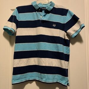Mens Chaps Blue Striped Pique Polo